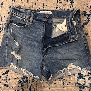 Abercrombie & Fitch Blue Jean Shorts Distressed Cut-Off